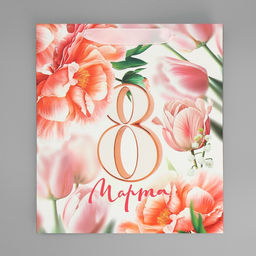 Цена за 2 шт. Пакет подарочный ламинированный, упаковка, С 8 марта, цветы, ML 23?27?11.5 см