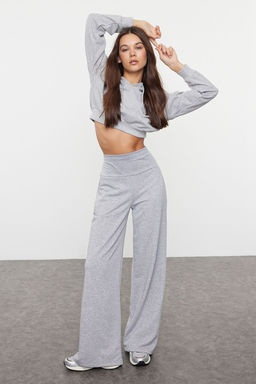Gri Ince Ekstra Yuksek Bel Wide Leg/Genis Kesim Pantolon TWOAW25PL00026