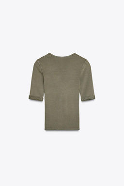 WASHED COTTON T-SHIRT - Zara фото 18