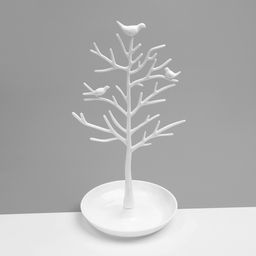 Подставка для украшений «Птички на дереве», 15.5×15.5×32 см, белая