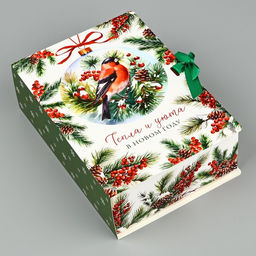 Цена за 2 шт. Складная новогодняя коробка-книга «Снегири», 21×15×7 см