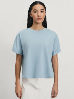 Футболка из хлопка с вышивкой на рукаве / Zarina  фото 3