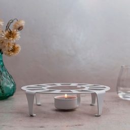 Подставка для подогрева пищи (мармит) металлическая д18,6см, h4,6см, полимерная покраска, белый (Россия) - Домашняя мода фото 5