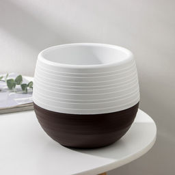 Горшок для цветов с поддоном «Япония», 1.2 л, пластиковый, белый / коричневый