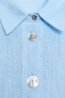 100% LINEN SHIRT WITH CONTRASTING BUTTONS - Zara фото 14