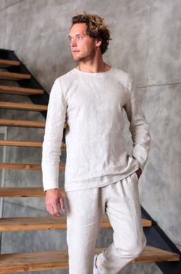 Футболка льняная мужская с длинным рукавом