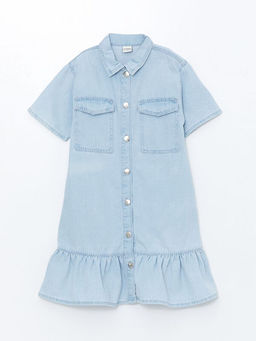 G?mlek Yaka K?z ?ocuk Jean Elbise