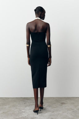STRETCH MIDI DRESS WITH TIE - Zara фото 4