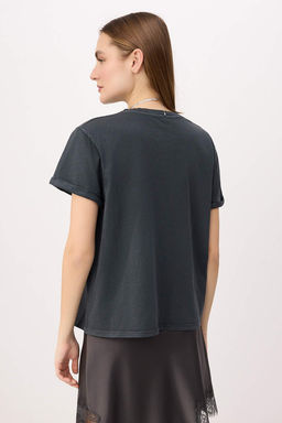 Antrasit Slogan Regular/Normal Kal?p K?sa Kollu %100 Pamuk Orme T-shirt TWOSS26TS00233 - Trendyolmilla фото 4