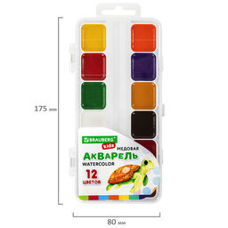 Краски акварельные BRAUBERG KIDS, медовые, 12 цветов