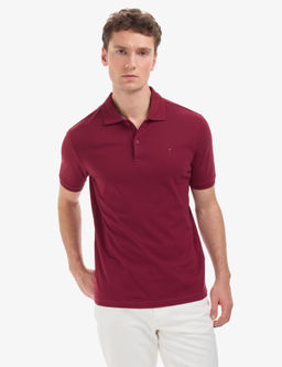 Bordo Regular Fit %100 Pamuk K_vr_lmaz Polo Yaka Basic Ti__rt