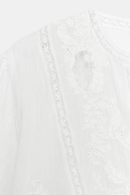 CAMISA BORDADOS ENCAJE ZW COLLECTION / Blanco