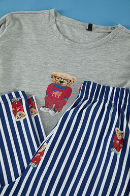 TRENDYOL MAN Gri Ay?c?kl? Regular Fit Orme Pijama Tak?m? TMNAW25PT00055 - Trendyolmilla фото 3