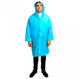 Дождевик-плащ, р-р L, 66х105см, на кнопках, EVA, капюшон с козырьком, в сумке 30х21см, цвета микс (Китай)