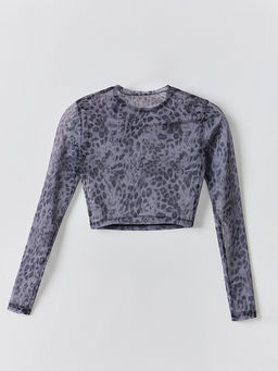 Лонгслив укороченный женский серый из сетки - Mark formelle фото 7