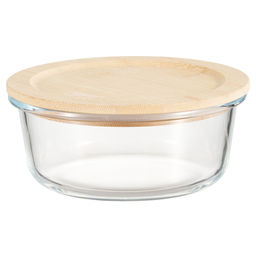 51958 GIPFEL Контейнер стеклянный STOR 640мл/O15х6,5см, круглый с крышкой. Материал: боросиликатное стекло, бамбук, силикон