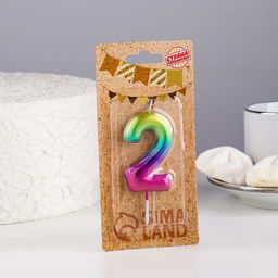 Цена за 3 шт. Свеча в торт Акварель, цифра 2, 5,5 см - Страна карнавалия фото 2