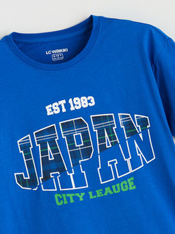 Bisiklet Yaka Bask?l? Erkek ?ocuk Pijama Tak?m?