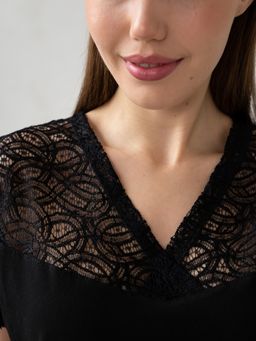 Футболка с кружевом.арт.406-2,черная - Binita фото 15