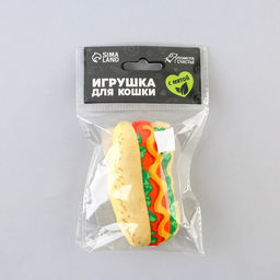Игрушка для кошек с мятой Хот-дог из текстиля, 9х5,3 см - Пушистое счастье фото 6