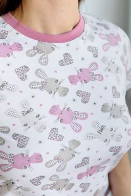 Ночная сорочка подростковая из интерлока Ласка зайчики розовый - Амадэль фото 2