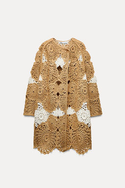 CROCHET KNIT DOUBLE-BREASTED COAT - Zara фото 5