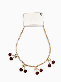 Цепь с подвесками "Вишня", 40+удл, цвет бордовый в золоте