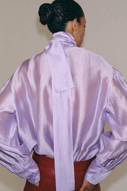 CAMISA SATINADA LAZADAS ZW COLLECTION / Morado