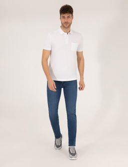 Beyaz Regular Fit Polo Yaka Basic Ti__rt