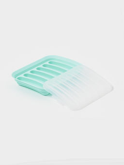 Форма для выпечки и приготовления сосисок Доляна, 6 ячеек, с крышкой, 17.5×13.5,2.8 см, силикон, бирюзовый