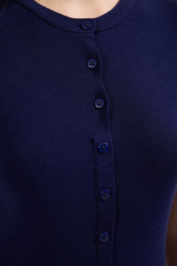 Lacivert Bisiklet Yaka Ince Bluz TWOSS25BZ00300