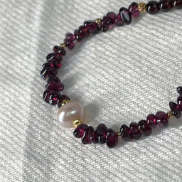 Колье из Граната и Жемчуга 42 см +
