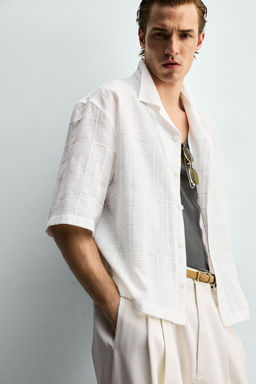 CAMISA RELAXED FIT ALGOD?N - LINO / Blanco - Zara фото 5