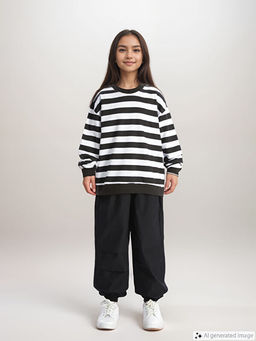 Bisiklet Yaka Uzun Kollu K?z ?ocuk Sweatshirt 2li