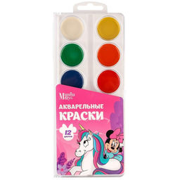 Краски акварельные, 12 цветов, без кисти, Минни Маус