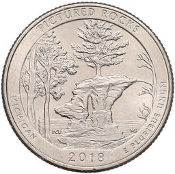 Монета 1/4 доллара (25 центов) 2018 года P США Национальные парки  №41 Национальное побережье живописных камней