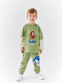 Kap??onlu Uzun Kollu Nostaljik Maymun Bask?l? Erkek Bebek Sweatshirt - Waikiki фото 3