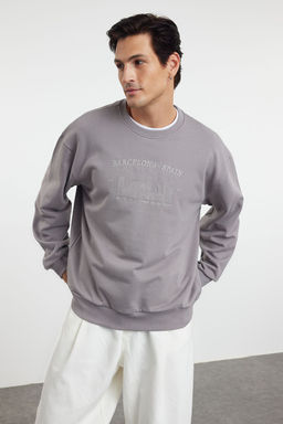 Gri Oversize/Genis Kesim City Nak?sl? Sardonsuz Sweatshirt TMNAW25SW00054 - Trendyolmilla фото 2