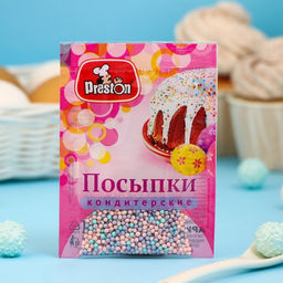 Цена за 4 шт. Посыпка кондитерская декоративная Preston "Радуга-бисер, перламутровый", 7 г