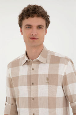 U. S. Polo Assn / Мужская рубашка цвета хаки с длинным рукавом - U.s. polo assn фото 2