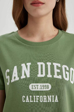 Футболка стандартного кроя с круглым вырезом и короткими рукавами с принтом - Defacto фото 5