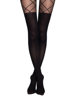 Колготки фантазийные CONTE Колготки с имитацией гольфинов и рисунком ромбы CONCEPT nero  фото 7