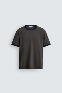 CAMISETA RIB CONTRASTE B?SICA / Gris antracita - Zara фото 8