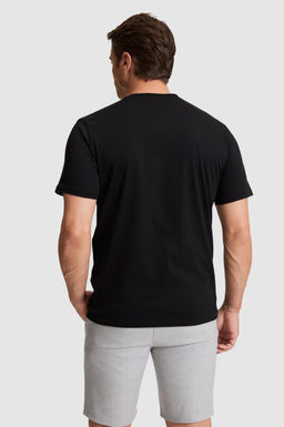 Erkek Siyah Regular Fit Bisiklet Yaka Basic Ti__rt