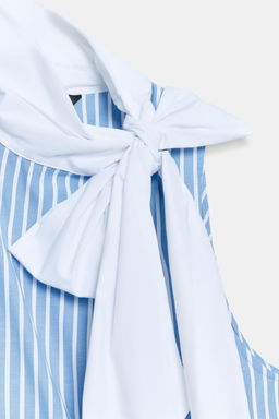 CAMISA RAYAS LAZO MANGA SISA / Azul / Blanco
