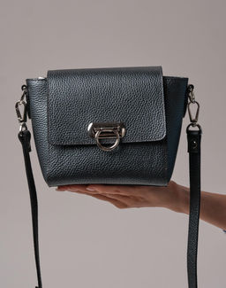 Сумка кожаная через плечо Azaro 3520 черный металлик