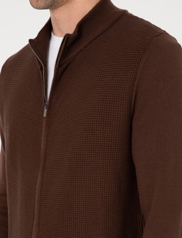 Kahverengi Slim Fit Fermuarl_ Triko H_rka