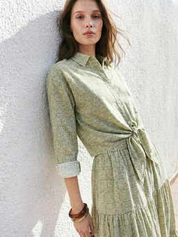 Рубашка женская с завязками принт