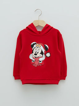 Uzun Kollu Minnie Mouse Bask?l? K?z Bebek Hoodie