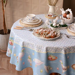 Скатерть Этель Пасхальные радости, d=215 см, саржа, хлопок, 190г/м2  фото 4